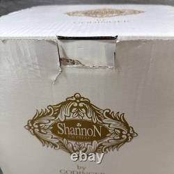 Shannon Crystal Diamond Cut Pedestal Punch Bowl, Cups & Ladle 6pc Total Godinger