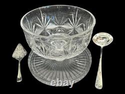 Shannon by Godinger Lead Crystal 10 Centerpiece Cake Plate Punch Bowl Set NIB