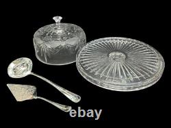 Shannon by Godinger Lead Crystal 10 Centerpiece Cake Plate Punch Bowl Set NIB