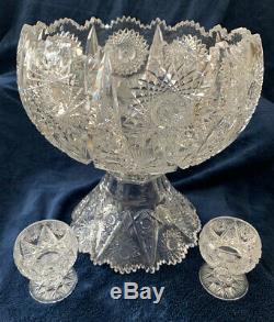 Signed ABP Gundy Clapperton Punchbowl With8 Matching Footed Cups