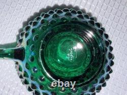 Signed Fenton Art Glass Opalescent Hobnail Punch Bowl & Cups