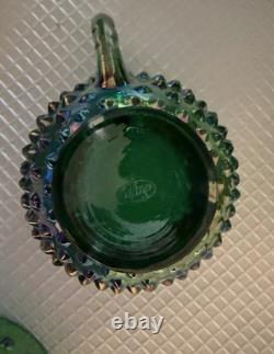 Signed Fenton Art Glass Opalescent Hobnail Punch Bowl & Cups