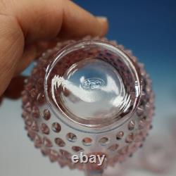 Signed Fenton Art Glass Peach Opalescent Hobnail Punch Bowl and 6 Punch Cups