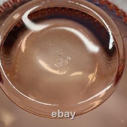 Signed Fenton Art Glass Peach Opalescent Hobnail Punch Bowl and 6 Punch Cups