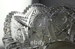 Signed Hoare ABP American Brilliant Period Cut Glass Punch Bowl & Base A+ Condit