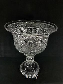 Signed Yasemin Cut Glass Punch Bowl or Vase 15.5 Quality Turkish Repro VF