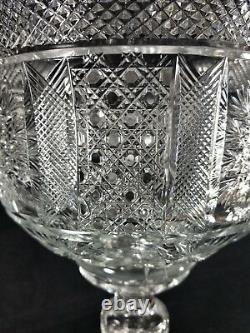 Signed Yasemin Cut Glass Punch Bowl or Vase 15.5 Quality Turkish Repro VF