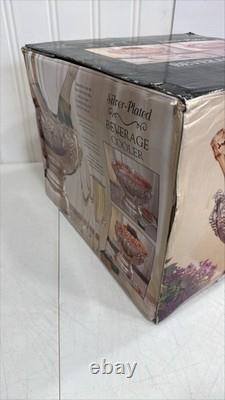 Silver-Plated Beverage Cooler Punch Bowl Grape Motif 4-Piece Set New In Box
