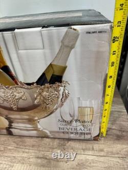 Silver-Plated Beverage Cooler Punch Bowl Grape Motif 4-Piece Set New In Box Silver-Plated Beverage Cooler Punch Bowl Grape Motif 4-Piece Set New In Box