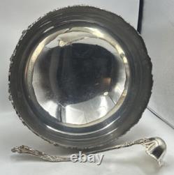Silverplate Pedestal Punch Bowl with Ladle Grape Vine Design Vintage As