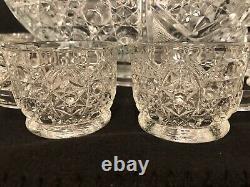 Smith Daisy And Button Pressed Glass Complete Punch Bowl Set 18 Cups