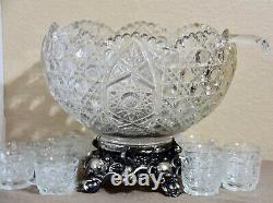 Smith Daisy and Button Clear Punch Bowl 14pc Set