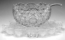 Smith Daisy and Button Clear Punch Bowl 14pc Set