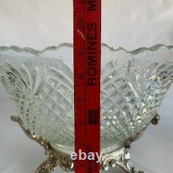 Smith Punch Bowl Set 17 Flared Pineapple Pattern 12 Cups Silver Stand Vintage