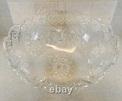 Spectacular Large Signed Brilliant Cut Glass Crystal Punch Bowl 13