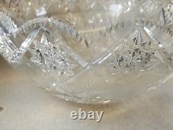 Spectacular Large Signed Brilliant Cut Glass Crystal Punch Bowl 13