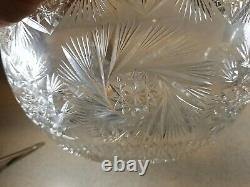 Spectacular Large Signed Brilliant Cut Glass Crystal Punch Bowl 13