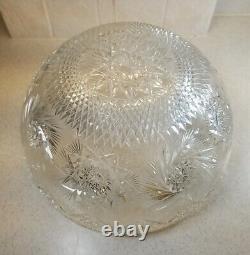 Spectacular Large Signed Brilliant Cut Glass Crystal Punch Bowl 13