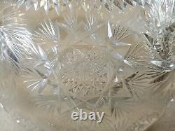 Spectacular Large Signed Brilliant Cut Glass Crystal Punch Bowl 13