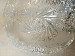 Spectacular Large Signed Brilliant Cut Glass Crystal Punch Bowl 13