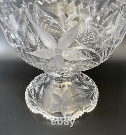 Striking Large Ideal Company Canastota Cut Glass Punch Bowl Floral #3