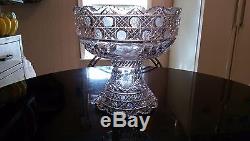 Stunning 2 Pc Pedestal Based Cut Glass/Crystal ABP Punch Bowl