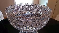 Stunning 2 Pc Pedestal Based Cut Glass/Crystal ABP Punch Bowl