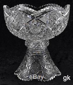 Stunning 2 Pc Pedestal Based Cut Glass/Crystal ABP Punch Bowl Diamond Designs