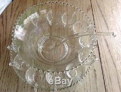 Stunning Antique Imperial Glass 15 Pc Candlewick Punch Bowl Set CompletedEstate