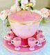 Stunning Antique PINK Opaline Punch Bowl set, Bohemian or France 19th Century
