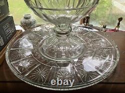 Stunning Cut Glass Starburst Punch Bowl With Lid & 16 Undertray SPECTACULAR