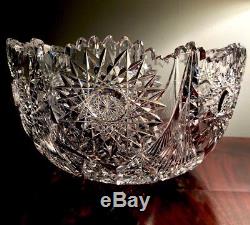 Stunning Dorflinger Essex One Piece Punch Bowl American Brilliant Cut Glass