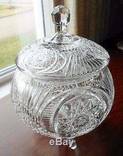 Stunning Elaborately Cut Vintage Crystal Punch Bowl with Cups