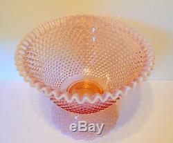 Stunning Fenton Art Glass Pink Rose Opalescent Hobnail Punch Bowl & Stand