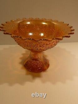 Stunning Fenton Orange Tree Carnival Glass Punch Bowl/Base and Cups