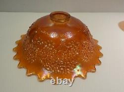 Stunning Fenton Orange Tree Carnival Glass Punch Bowl/Base and Cups