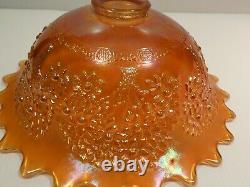 Stunning Fenton Orange Tree Carnival Glass Punch Bowl/Base and Cups