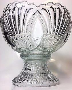 Stunning Heisey 14 Punch Bowl + Pedestal Prince of Wales Plume EAPG 1910 Rare
