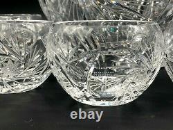Stunning High Quality Czech Bohemian Cut to Clear Lidded Punch Bowl withCups