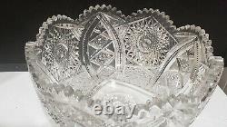 Stunning Huge Antique ABP Cut Glass 12 Punch Bowl + Pedestal Large Star Pattern
