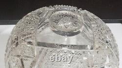 Stunning Huge Antique ABP Cut Glass 12 Punch Bowl + Pedestal Large Star Pattern