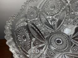 Stunning Imperial Glass Punch Bowl /Stand & 10 Cup Set Hobstar Arches With Ladle