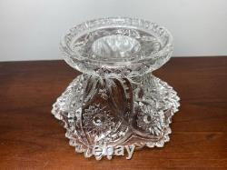 Stunning Imperial Glass Punch Bowl /Stand & 10 Cup Set Hobstar Arches With Ladle