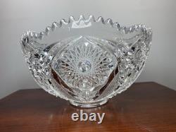 Stunning Imperial Glass Punch Bowl /Stand & 10 Cup Set Hobstar Arches With Ladle