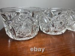 Stunning Imperial Glass Punch Bowl /Stand & 10 Cup Set Hobstar Arches With Ladle