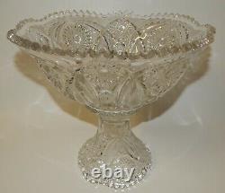 Stunning Imperial Glass Punch Bowl and Stand Set Hobstar Arches & Files