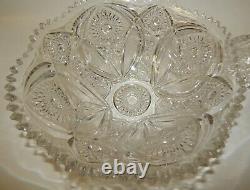 Stunning Imperial Glass Punch Bowl and Stand Set Hobstar Arches & Files