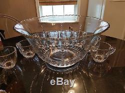 Stunning Uber Rare Antique 12 Cup Punch Bowl with Matching Cups