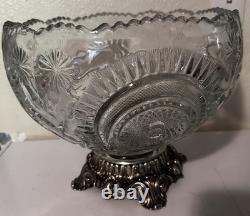Stunning Vintage/Antique Smith Glass Pinwheel & Stars Punchbowl/Stand