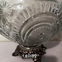Stunning Vintage/Antique Smith Glass Pinwheel & Stars Punchbowl/Stand